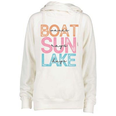 Boat Waves Sun Rays Lake Days Womens Funnel Neck Pullover Hood