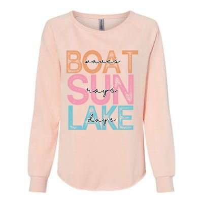 Boat Waves Sun Rays Lake Days Womens California Wash Sweatshirt