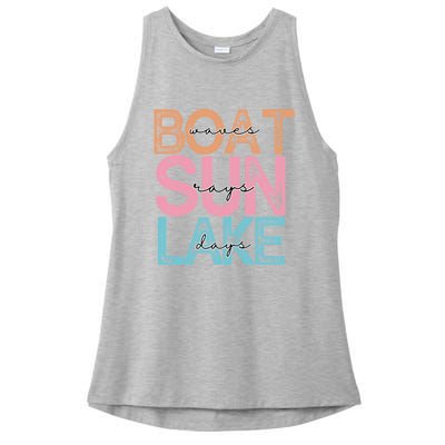 Boat Waves Sun Rays Lake Days Ladies PosiCharge Tri-Blend Wicking Tank