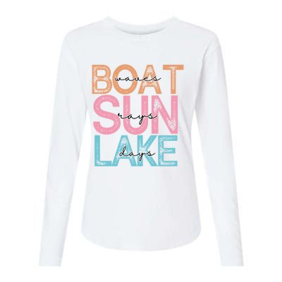 Boat Waves Sun Rays Lake Days Womens Cotton Relaxed Long Sleeve T-Shirt