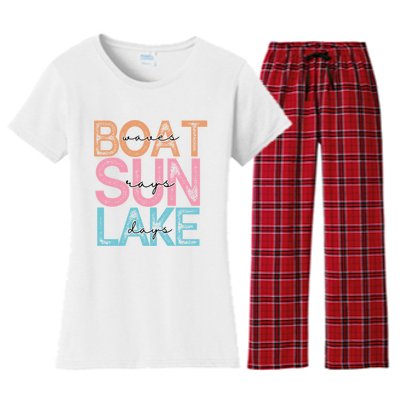 Boat Waves Sun Rays Lake Days Women's Flannel Pajama Set