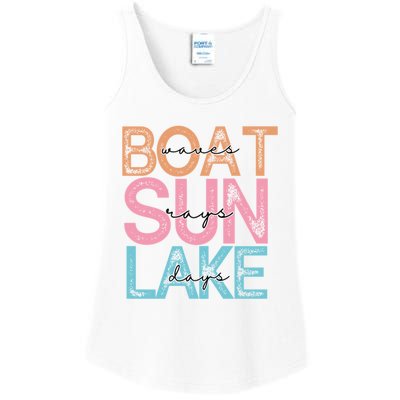 Boat Waves Sun Rays Lake Days Ladies Essential Tank