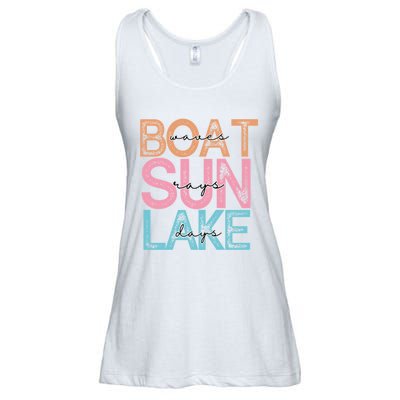 Boat Waves Sun Rays Lake Days Ladies Essential Flowy Tank