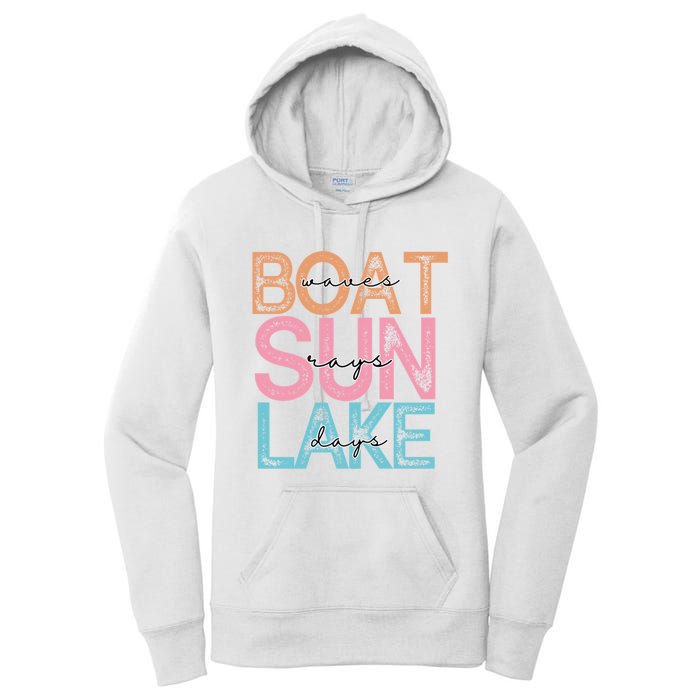 Boat Waves Sun Rays Lake Days Women's Pullover Hoodie