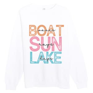 Boat Waves Sun Rays Lake Days Premium Crewneck Sweatshirt