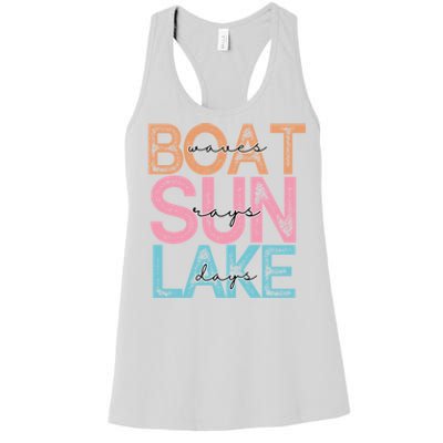 Boat Waves Sun Rays Lake Days Women's Racerback Tank