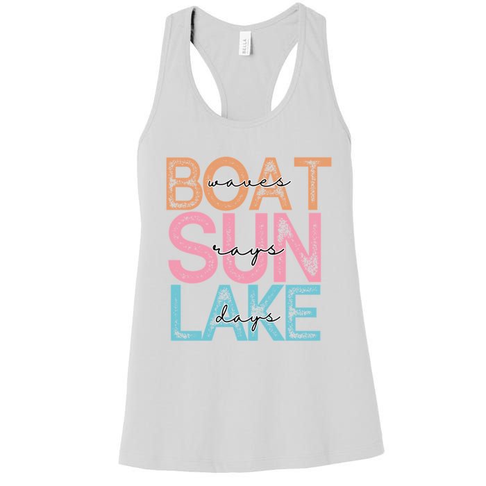 Boat Waves Sun Rays Lake Days Women's Racerback Tank