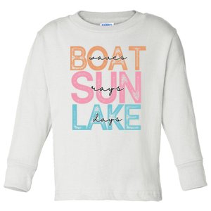 Boat Waves Sun Rays Lake Days Toddler Long Sleeve Shirt