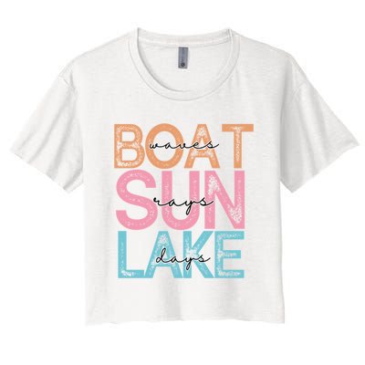 Boat Waves Sun Rays Lake Days Women's Crop Top Tee