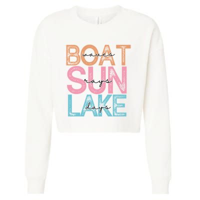 Boat Waves Sun Rays Lake Days Cropped Pullover Crew