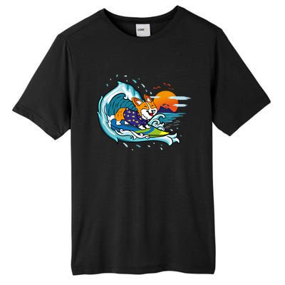 Big Wave Surfing Welsh Corgi Mom Dog Lover Beach Design Gift Tall Fusion ChromaSoft Performance T-Shirt