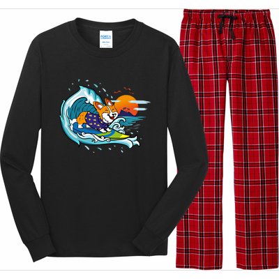 Big Wave Surfing Welsh Corgi Mom Dog Lover Beach Design Gift Long Sleeve Pajama Set