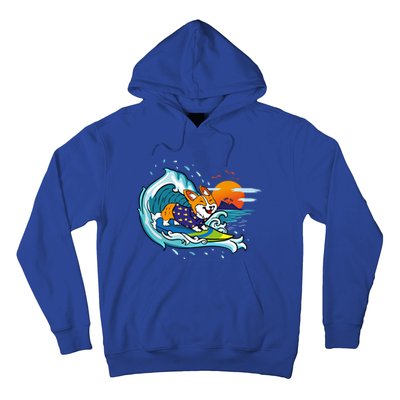 Big Wave Surfing Welsh Corgi Mom Dog Lover Beach Design Gift Hoodie