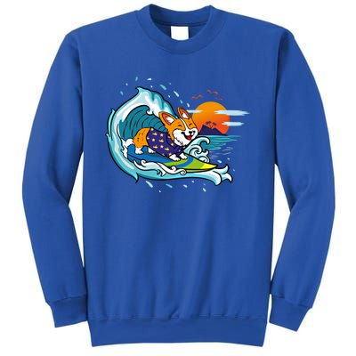 Big Wave Surfing Welsh Corgi Mom Dog Lover Beach Design Gift Sweatshirt