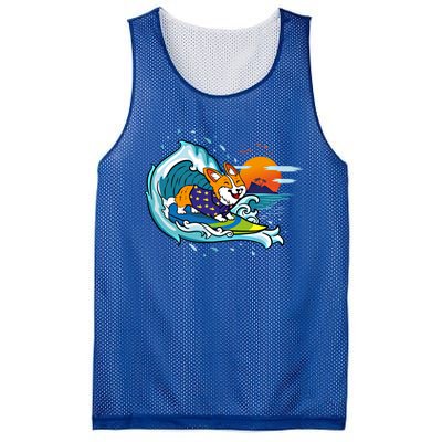 Big Wave Surfing Welsh Corgi Mom Dog Lover Beach Design Gift Mesh Reversible Basketball Jersey Tank