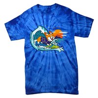 Big Wave Surfing Welsh Corgi Mom Dog Lover Beach Design Gift Tie-Dye T-Shirt