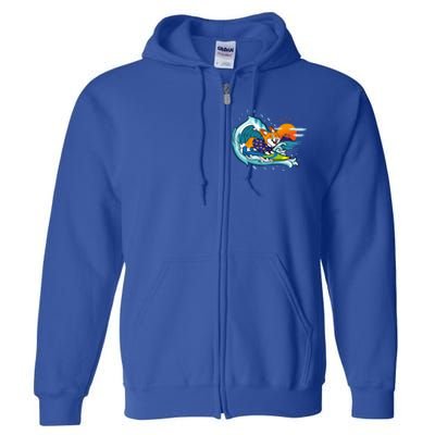 Big Wave Surfing Welsh Corgi Mom Dog Lover Beach Design Gift Full Zip Hoodie