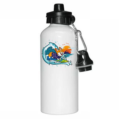 Big Wave Surfing Welsh Corgi Mom Dog Lover Beach Design Gift Aluminum Water Bottle