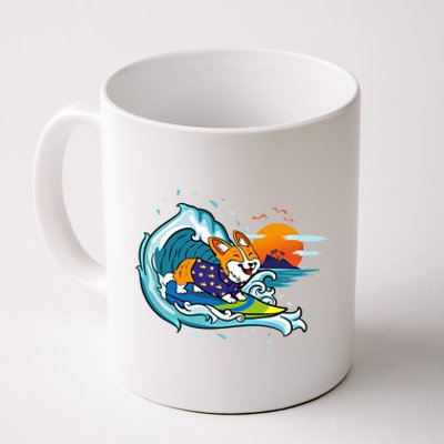 Big Wave Surfing Welsh Corgi Mom Dog Lover Beach Design Gift Coffee Mug