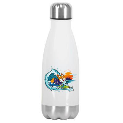 Big Wave Surfing Welsh Corgi Mom Dog Lover Beach Design Gift Stainless Steel Insulated Water Bottle