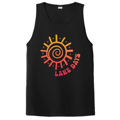 Boat Waves Sun Rays Lake Days Family Summer Vacation Retro Gift PosiCharge Competitor Tank