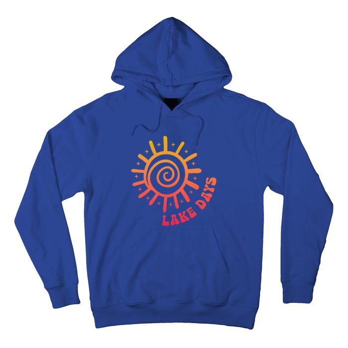 Boat Waves Sun Rays Lake Days Family Summer Vacation Retro Gift Hoodie