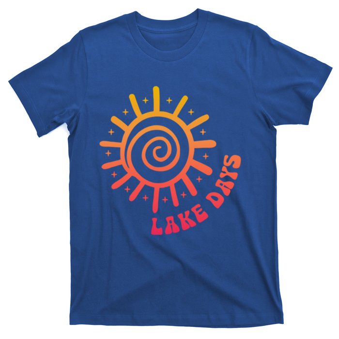 Boat Waves Sun Rays Lake Days Family Summer Vacation Retro Gift T-Shirt