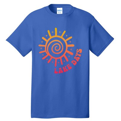 Boat Waves Sun Rays Lake Days Family Summer Vacation Retro Gift Tall T-Shirt