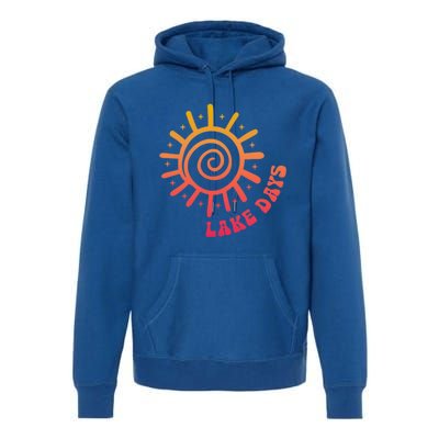 Boat Waves Sun Rays Lake Days Family Summer Vacation Retro Gift Premium Hoodie