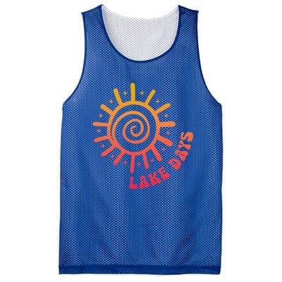 Boat Waves Sun Rays Lake Days Family Summer Vacation Retro Gift Mesh Reversible Basketball Jersey Tank