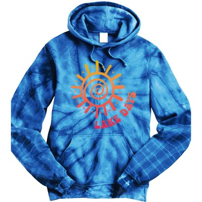 Boat Waves Sun Rays Lake Days Family Summer Vacation Retro Gift Tie Dye Hoodie