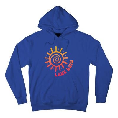 Boat Waves Sun Rays Lake Days Family Summer Vacation Retro Gift Tall Hoodie