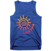 Boat Waves Sun Rays Lake Days Family Summer Vacation Retro Gift Tank Top