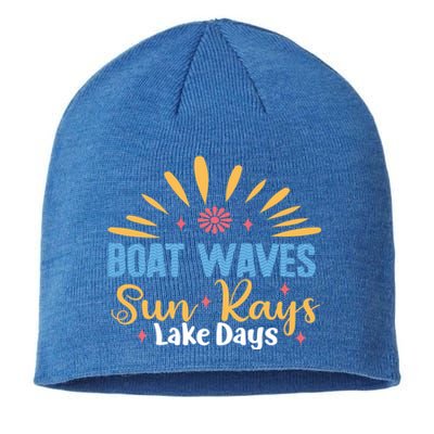 Boat Waves Sun Rays Lake Days Summer Vacation Vibes Retro Funny Gift Sustainable Beanie