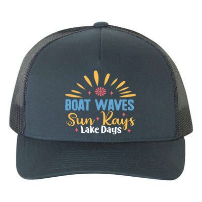 Boat Waves Sun Rays Lake Days Summer Vacation Vibes Retro Funny Gift Yupoong Adult 5-Panel Trucker Hat