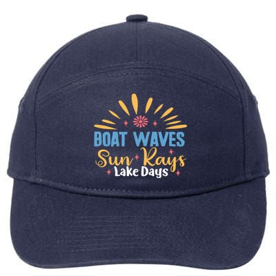 Boat Waves Sun Rays Lake Days Summer Vacation Vibes Retro Funny Gift 7-Panel Snapback Hat