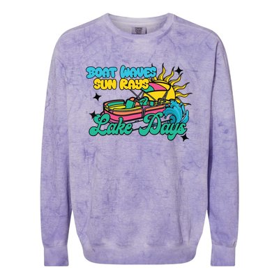 Boat Waves Sun Rays Lake Days Colorblast Crewneck Sweatshirt