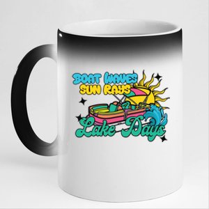 Boat Waves Sun Rays Lake Days 11oz Black Color Changing Mug