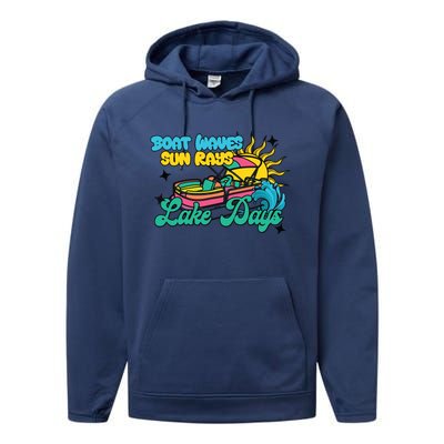 Boat Waves Sun Rays Lake Days Performance Fleece Hoodie