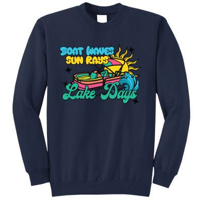 Boat Waves Sun Rays Lake Days Tall Sweatshirt