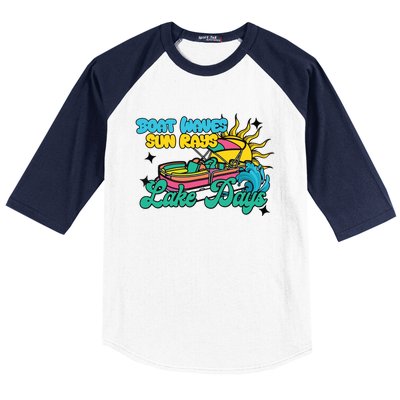 Boat Waves Sun Rays Lake Days Baseball Sleeve Shirt