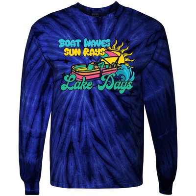 Boat Waves Sun Rays Lake Days Tie-Dye Long Sleeve Shirt