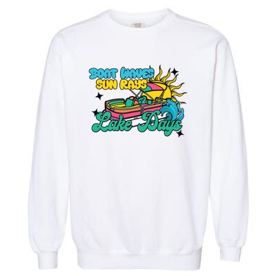 Boat Waves Sun Rays Lake Days Garment-Dyed Sweatshirt