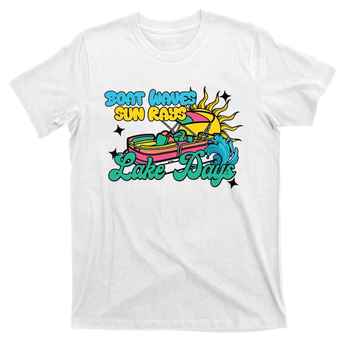 Boat Waves Sun Rays Lake Days T-Shirt