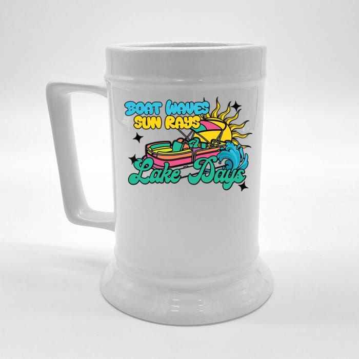 Boat Waves Sun Rays Lake Days Beer Stein