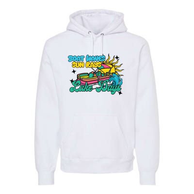 Boat Waves Sun Rays Lake Days Premium Hoodie