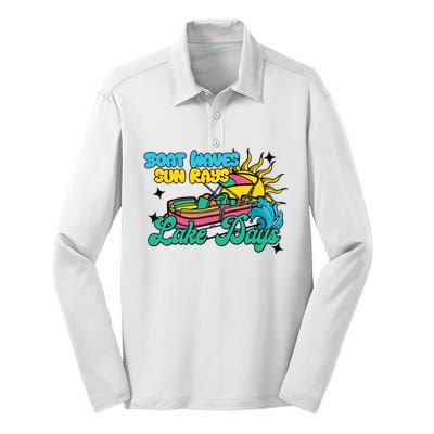 Boat Waves Sun Rays Lake Days Silk Touch Performance Long Sleeve Polo