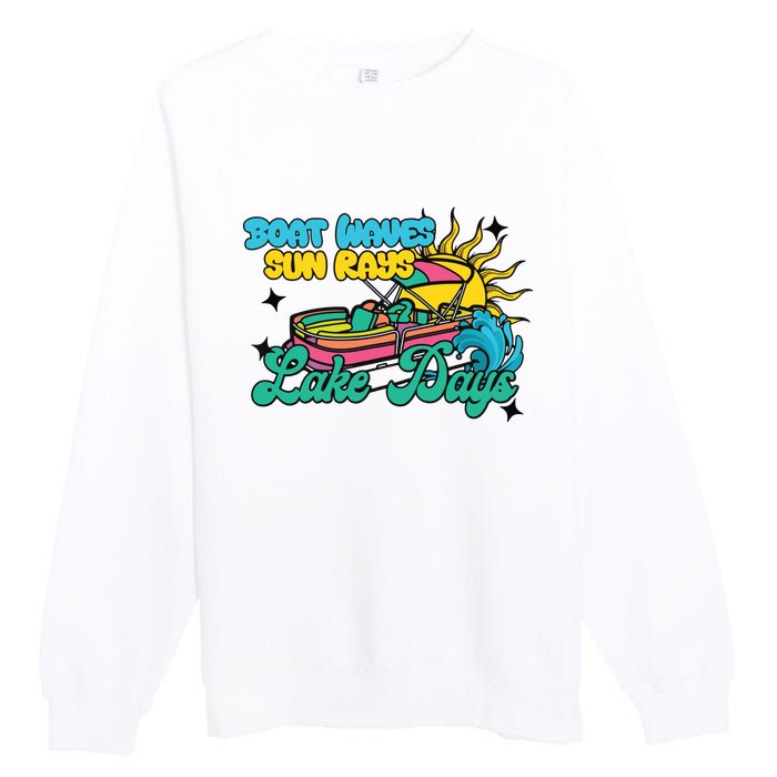 Boat Waves Sun Rays Lake Days Premium Crewneck Sweatshirt