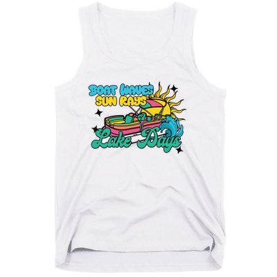 Boat Waves Sun Rays Lake Days Tank Top