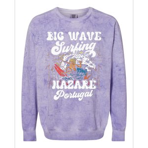 Big Wave Surfing Nazaré Portugal Surfer Surf Colorblast Crewneck Sweatshirt